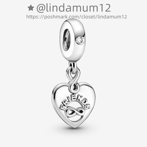 Pandora Friends Forever Heart Dangle Charm - Picture 1 of 6